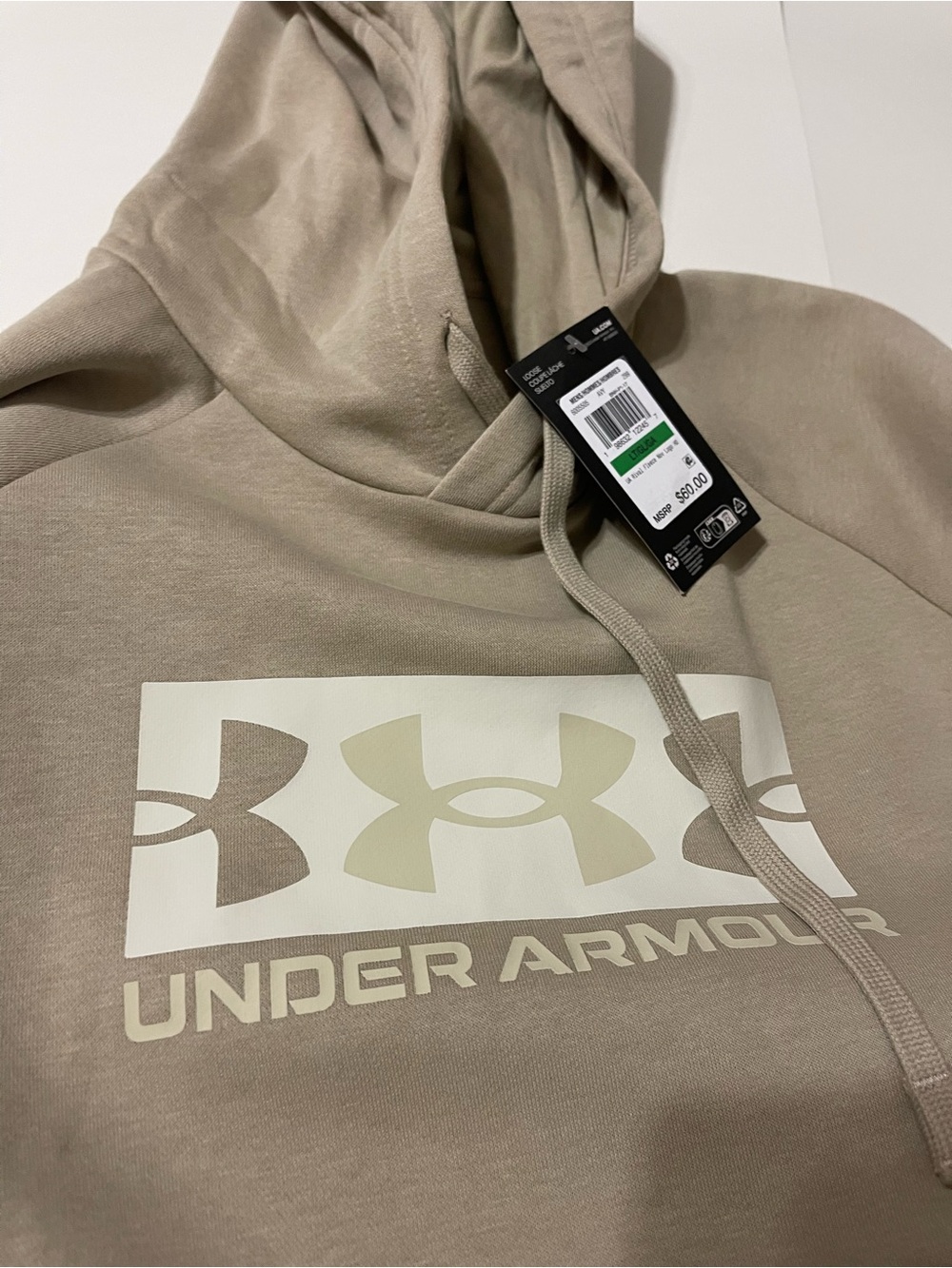 Under Armour Light Tan Pullover Hoodie with Front Logo